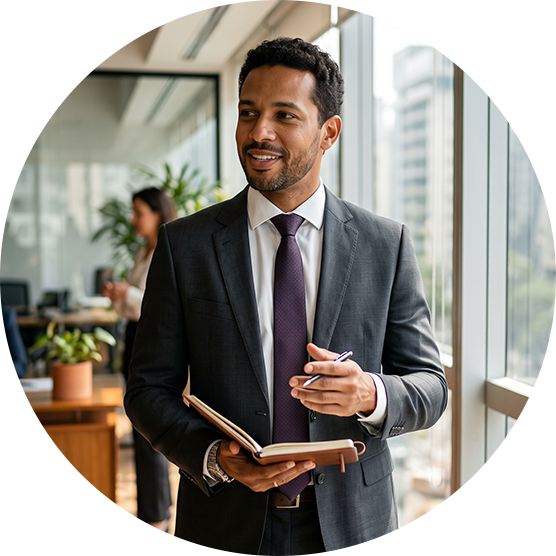 Executivo em ambiente corporativo